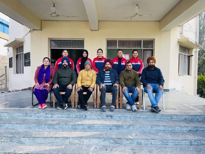 Jammu University's Women Chess team posing for photograph before leaving for North-Zone Inter-University Chess (Women) tournament on Friday.