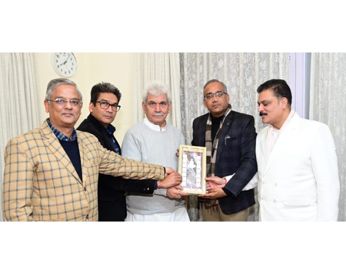 Lt Governor Manoj Sinha meeting delegation of S S Jain Sabha.