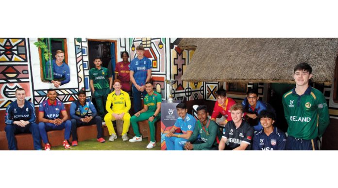 Captains of U-19 World Cup teams posing for a group photograph.