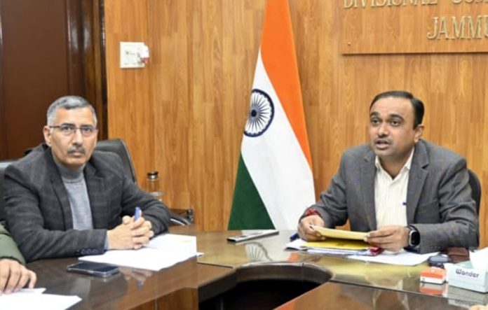 Divisional Commissioner Jammu Ramesh Kumar chairing a meeting on Friday.