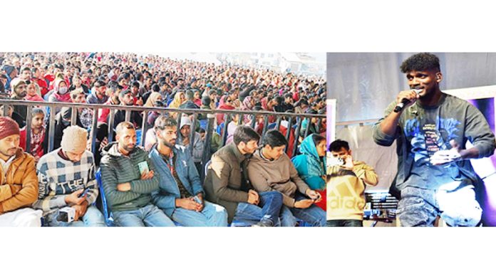 A singer performing during Vibrant Bhaderwah Winter Festival.