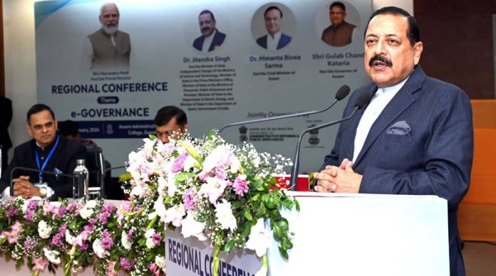 Union Minister Dr. Jitendra Singh addressing the inaugural session of 2-day Regional Conference on e-Governance at Guwahati on Tuesday.