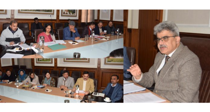Chief Secy Atal Dulloo talking to DDC Chairpersons during a meeting on Friday.