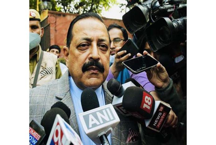 Union Minister Dr. Jitendra Singh speaking to media-persons after participating in PM Narendra Modi's virtual address during 