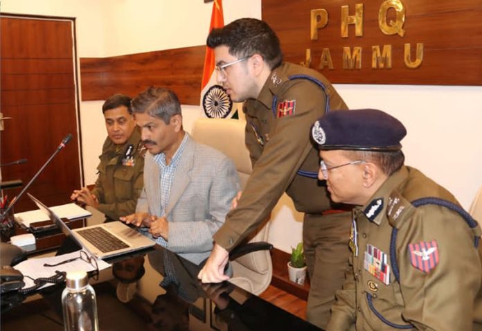 DGP RR Swain launching the JKP Grievance Redressal Portal in Jammu on Monday.