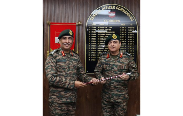 Lt Gen Navin Sachdeva taking over as GOC Nagrota Corps from Lt Gen Sandeep Jain on Monday.