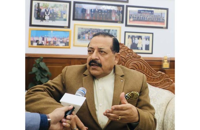 Union Minister Dr. Jitendra Singh briefing the media at New Delhi on Monday.