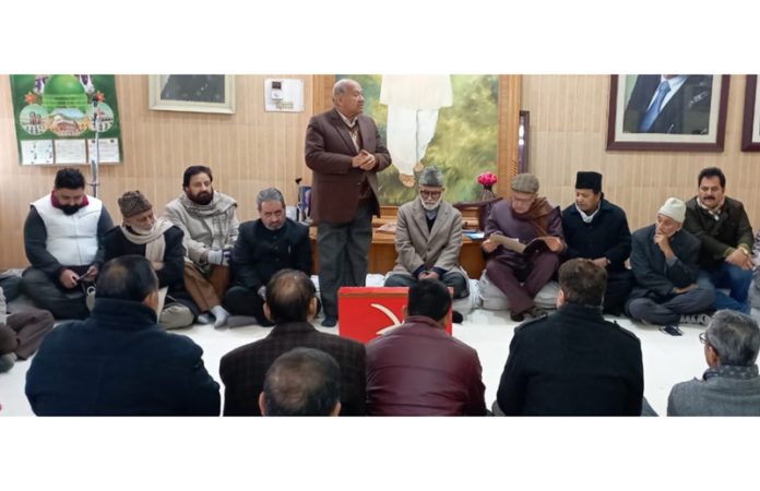 A senior NC leader speaking during party meeting in Jammu on Monday.