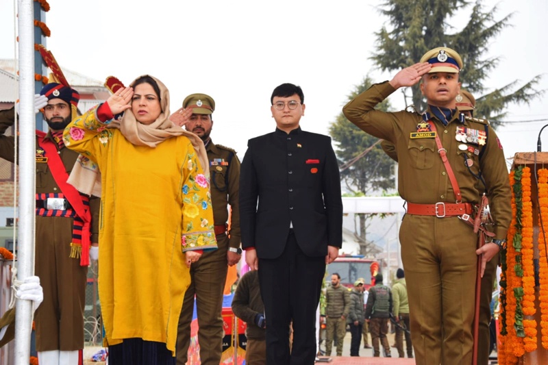 DDC Chairperson Baramulla taking salute at March Past.
