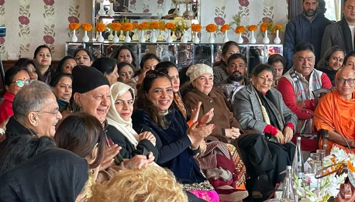 Women leaders from diverse fields along with senior political leaders Farooq Abdullah and Kavinder Gupta during a conclave at Hari Niwas Palace, Jammu.