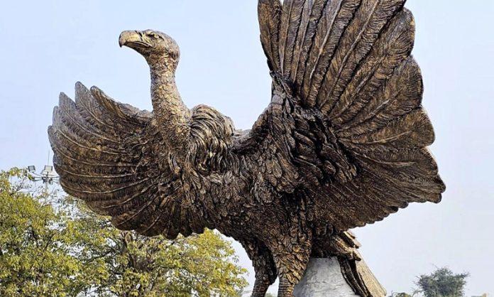 3.5-tonne sculpture of Jatayu that sits atop Kuber Tila, in Ayodhya.