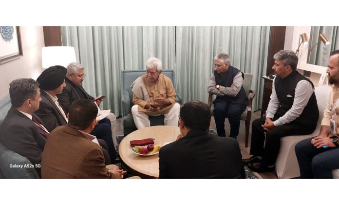 J&K LG Manoj Sinha in a meeting with entrepreneurs at Vibrant Gujarat Summit.