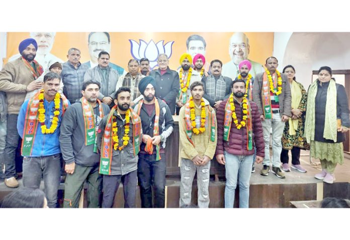 BJP leaders during a joining programme at Jammu on Tuesday.