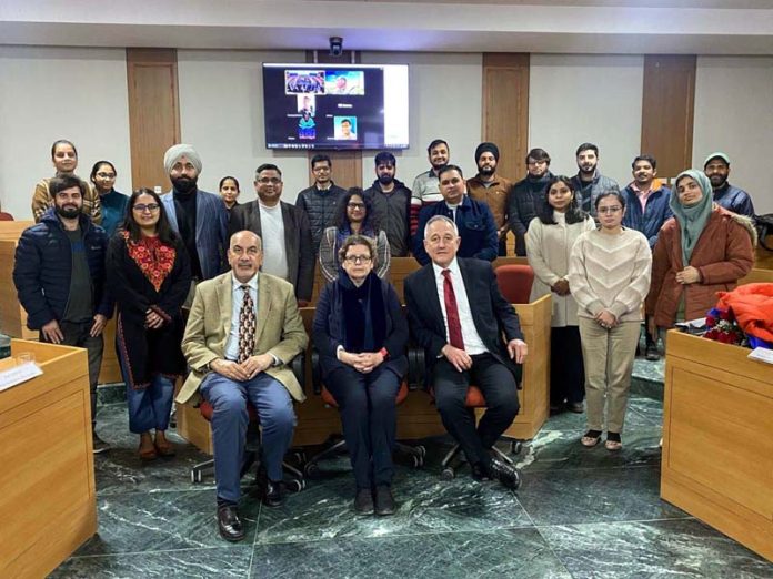 Prof. B.S. Sahay, Director, IIM Jammu along with the guests from various International Universities in Jammu on Wednesday.