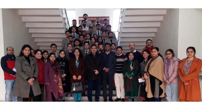 JU students, dignitaries from ICccR & HRM and others posing for a group photograph during an Industry Academia Meet in Jammu on Wednesday.