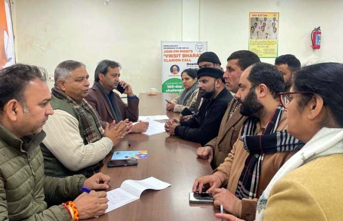 BJP leaders during a public darbar at Jammu on Wednesday.