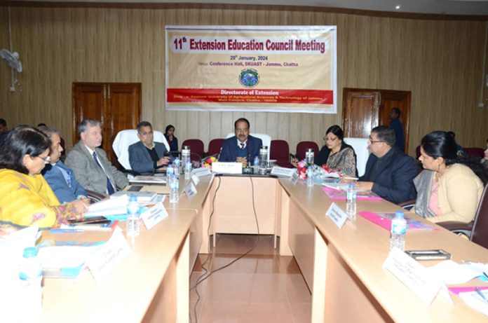 Vice-Chancellor Prof B N Tripathi chairing Extension Education Council meeting of SKUAST-J.