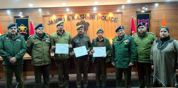 ADGP Jammu, Anand Jain, with police officers and officials who attended a training program in Jammu on Tuesday.