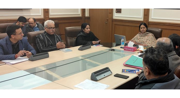 Commissioner Secretary H&UDD Mandeep Kour chairing a meeting on Tuesday.