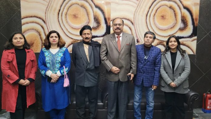 Members of Gen Zorawar Singh Memorial Trust posing for a group photograph after a meeting in Jammu.