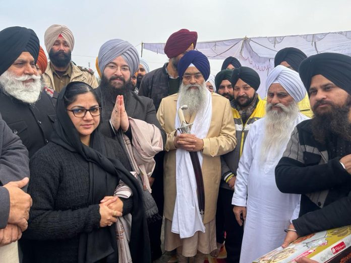 Sikh religious leaders during a function at Gurudwara Digiana Ashram in Jammu.