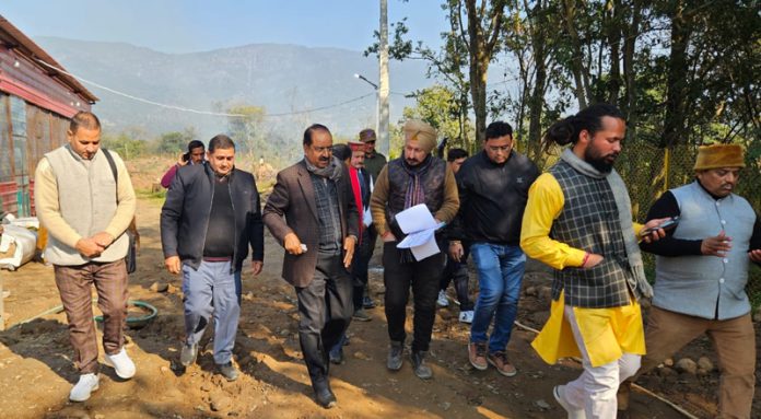 Vice-Chancellor of SKUAST-Jammu visiting organic farming model at Khoon on Saturday.
