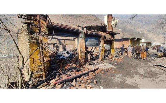 Shops gutted in Ukhral area of Ramban district.