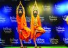 Yoga guru Ramdev poses for photos with his wax figure unveiled by Madame Tussauds New York, in New Delhi.