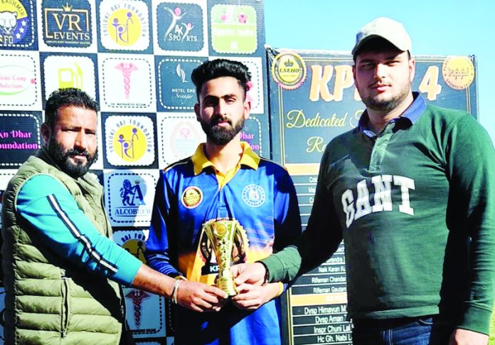 A player being awarded for his brilliant performance in a match at Jammu.  