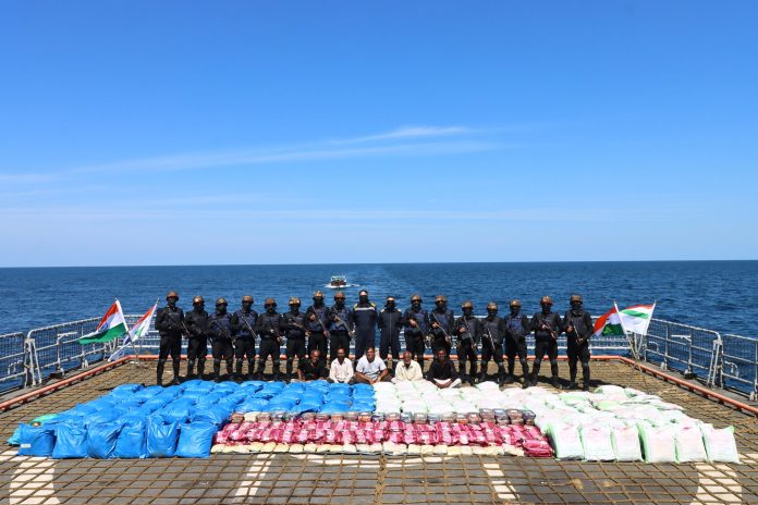 Indian Navy-NCB Apprehends Boat With Drugs Weighing Over 3,000 Kg Off Gujarat Coast