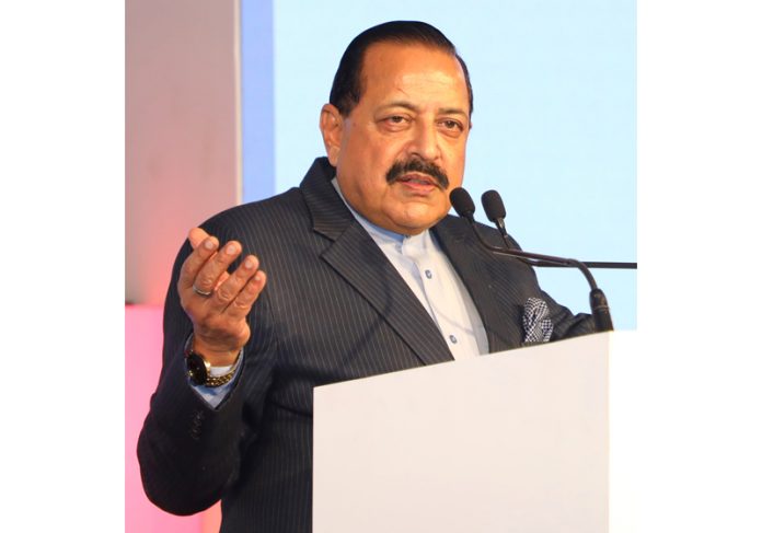 Union Minister Dr. Jitendra Singh speaking during a Global Business Summit conducted by Times Network Group, at New Delhi.