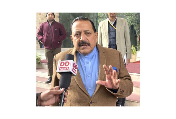 Union Minister Dr. Jitendra Singh interacting with the media on Sunday.
