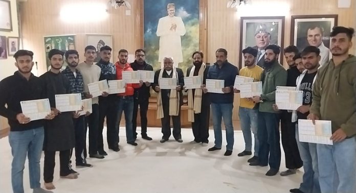 Senior NC leader, Ajay Sadhotra and others releasing calendar of National Secular Front at a function in Jammu on Monday.