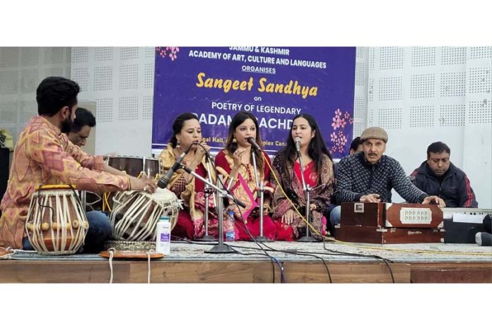 Artists perform during a programme at Jammu on Monday.