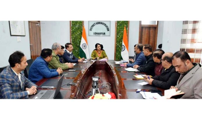 Deputy Commissioner Udhampur, Saloni Rai chairing a meeting on Friday.