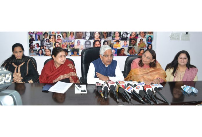 JU Vice Chancellor addressing a press conference in Jammu on Saturday.