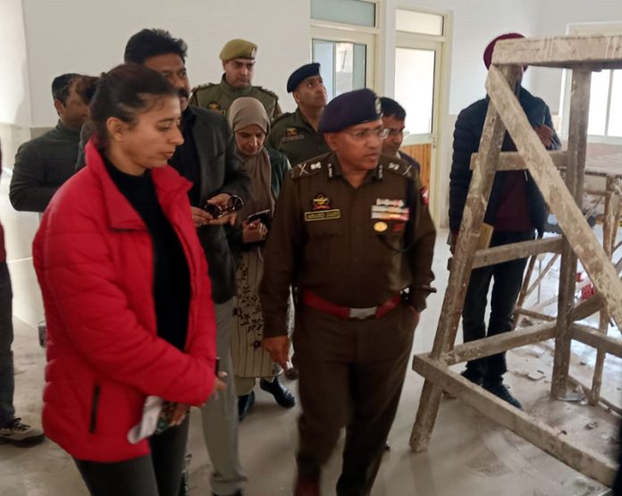 ADGP Jammu, Anand Jain inspects the on-going construction work at Drug De-Addiction Centre in Channi Himmat.
