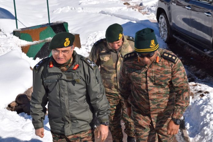 GOC 16 Corps Lt Gen Navin Sachdeva during visit to a forward area in Poonch on Friday. — Excelsior/Waseem Hyderi