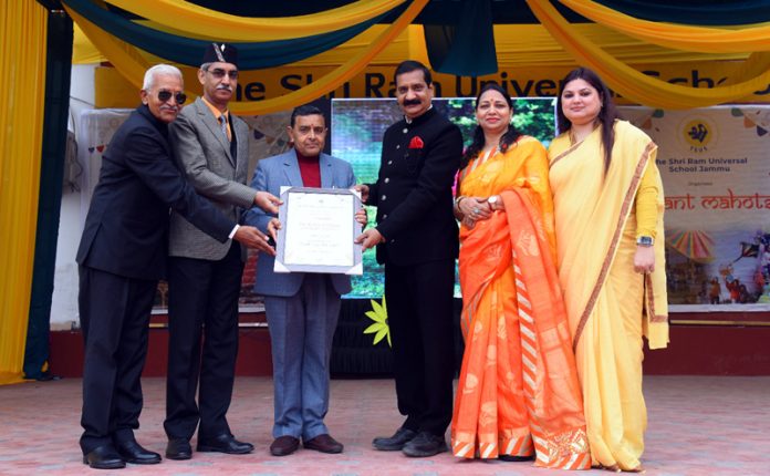 School Management presenting memento to Chief Guest during a programme.