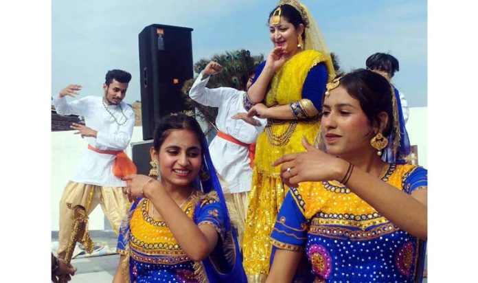 Artists during Bhajan Sandhya in Ramgarh organised by JKAACL, Kathua on Tuesday.