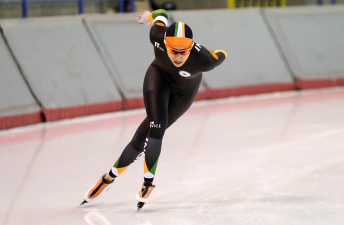 Ice speed skater Shruti Kotwal displaying her skills.
