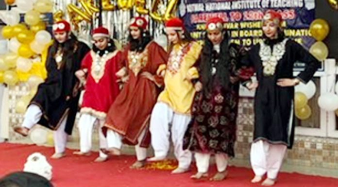 Students performing dance items during a programme at KNIT.