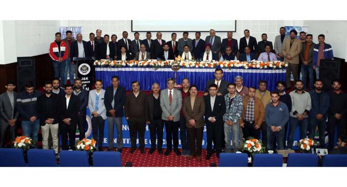 J&K ICAI members and others posing for a group photograph after a seminar in Jammu on Tuesday.
