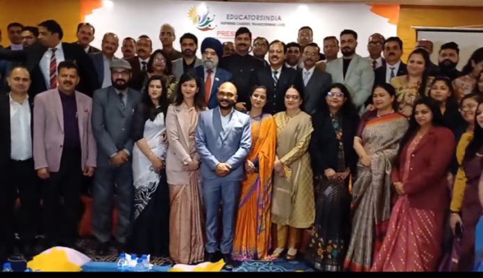 Heads of different schools posing during Jammu Edu Leaders Conclave 2024.