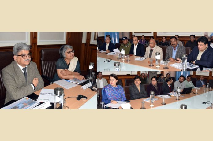 Union Sports Secretary Sujata Chaturvedi and Chief Secretary Atal Dulloo during a meeting to review preparations for Khelo India Winter Games.