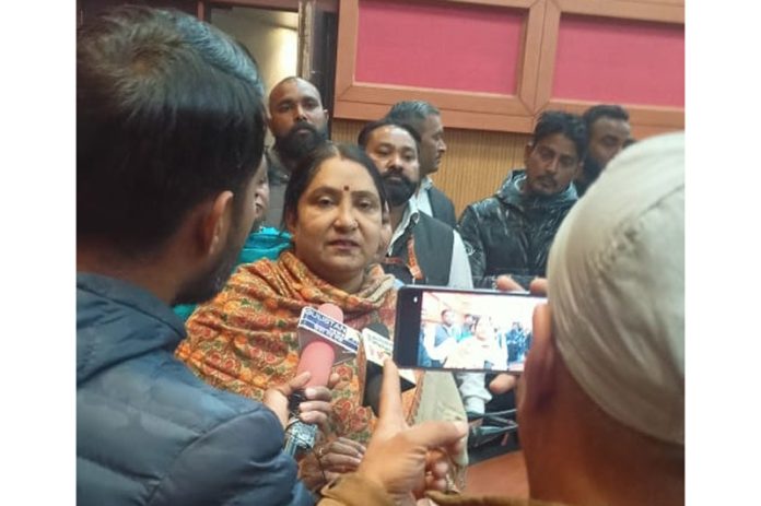 VC NC SK Anjana Panwar speaking to reporters in Jammu on Monday.