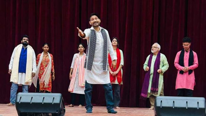 A still from the play 'Lo Aai Wapas Sone Ki Chidiya' staged at Reasi on Thursday.