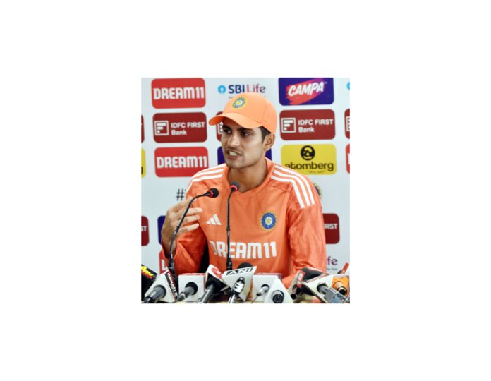 Indian cricketer Shubhman Gill addresses a press conference ahead of fourth Test Cricket Match against England at Jharkhand in Ranchi on Wednesday. (UNI)