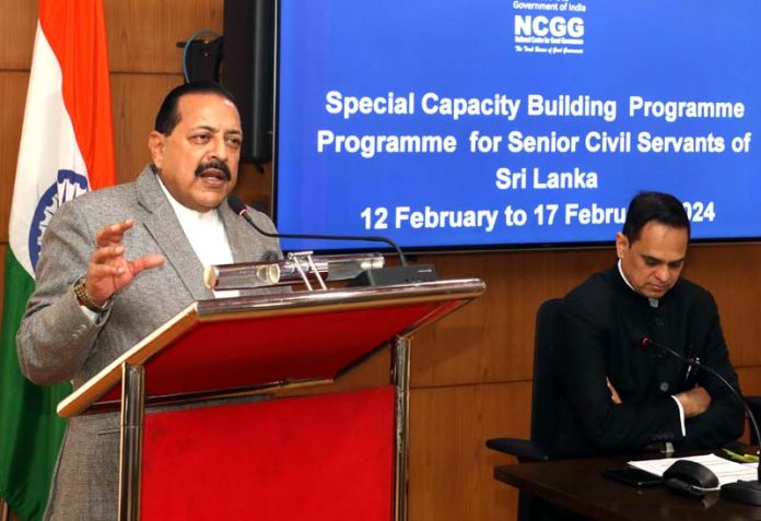 Union Minister Dr. Jitendra Singh addressing the participants of 'Special Capacity Building Programme for Senior Civil Servants of Sri Lanka' at Civil Services Officers' Institute (CSOI) New Delhi on Thursday.