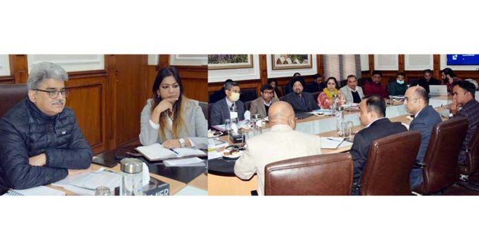 CS Atal Dulloo chairing a meeting at Jammu on Thursday.